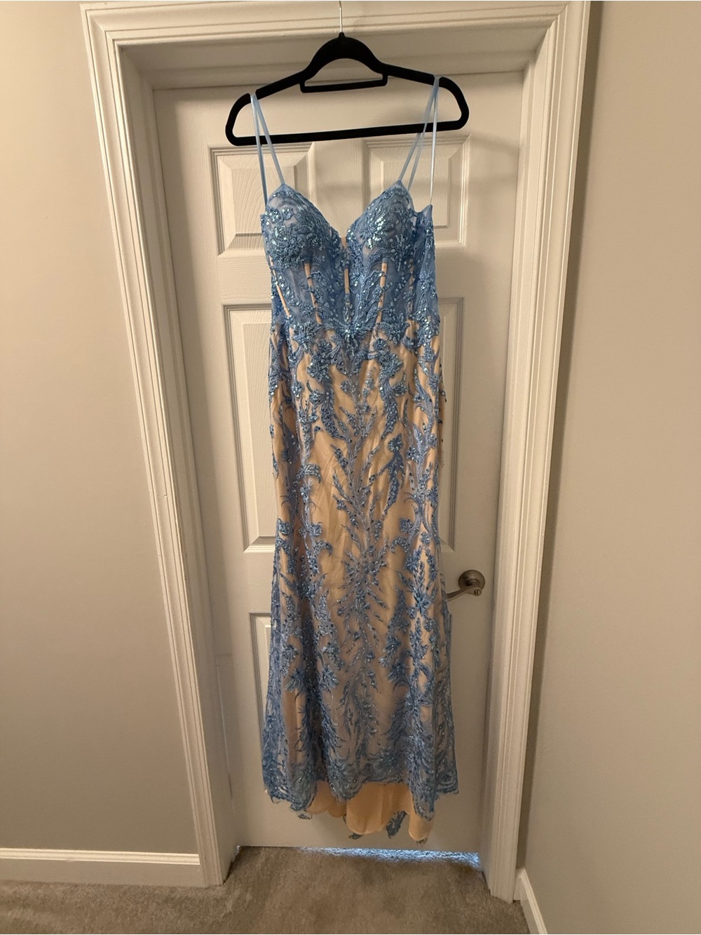 SHEIN Light Blue Embroidered Maxi Dress
